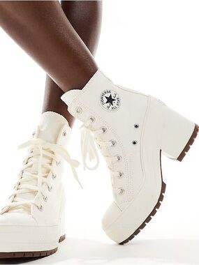 Converse Cream Platform Chuck Taylor High-Top Heeled Boots